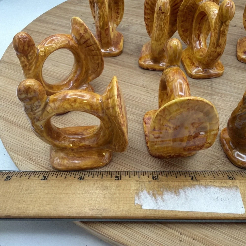 Set (10)Vtg Napkin Rings THANKSGIVING Ceramic 2.5